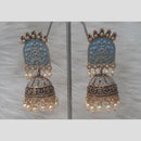 Infinity Jewels Gold Plated Crystal Stone And Meenakari Jhumki Earrings