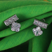 Saloni Fashion Jewellery Splendid Studded CZ Silver Plated Combo Set of 2 Stud Earring For Women