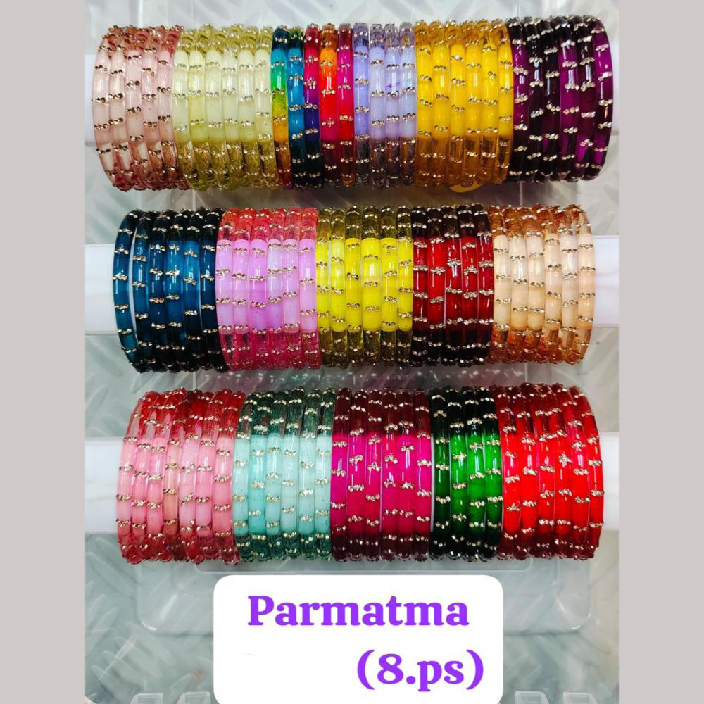 Chitra Bangles Multi Color Glass Bangle (8 Piece In One Box)