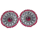 Wearhouse Fashion Oxidised Plated Kundan Stone And Pearl Studs Earrings