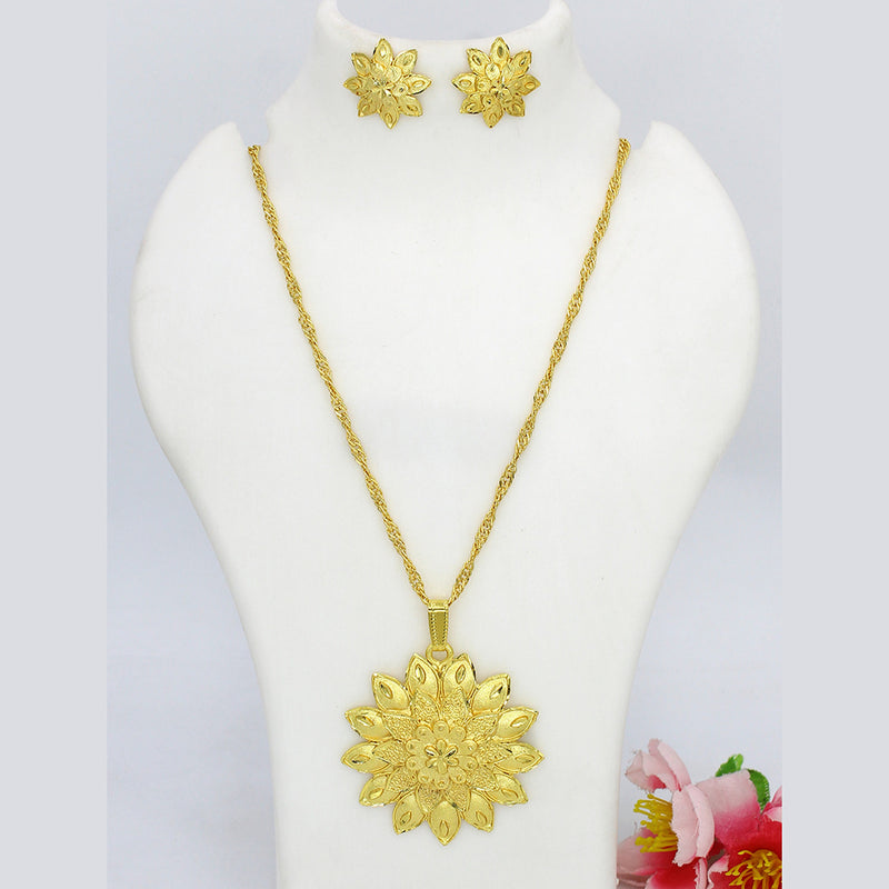 Mahavir Dye Gold Floral Pendant Set