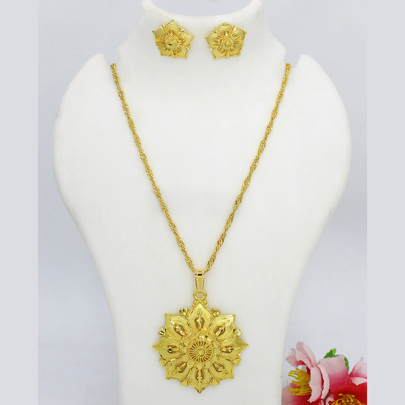 Mahavir Dye Gold Floral Pendant Set