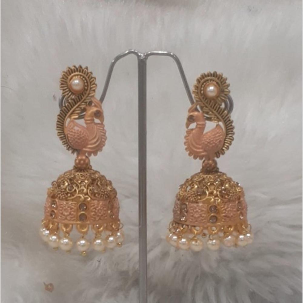 Infinity Jewels Gold Plated Crystal Stone And Meenakari Jhumki Earrings