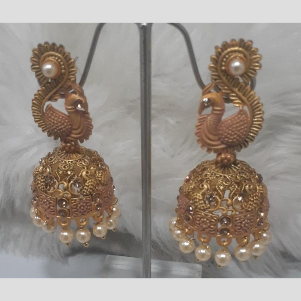 Infinity Jewels Gold Plated Crystal Stone And Meenakari Jhumki Earrings