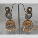 Infinity Jewels Gold Plated Crystal Stone And Meenakari Jhumki Earrings