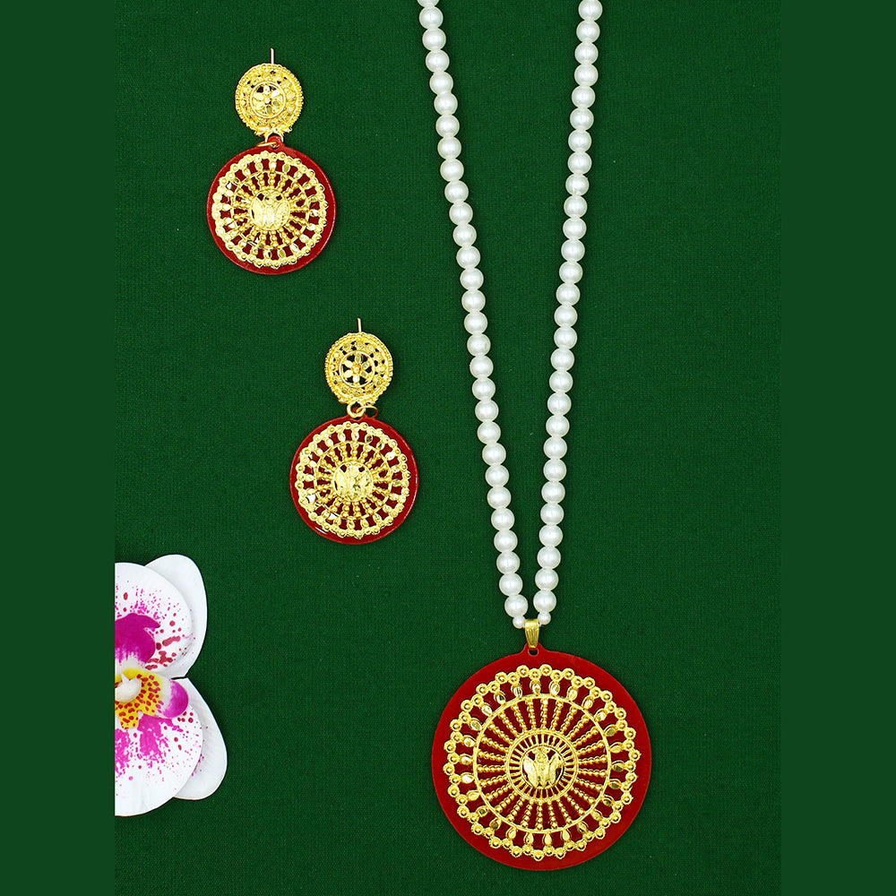 Mahavir Dye Gold Plated Pendent Set
