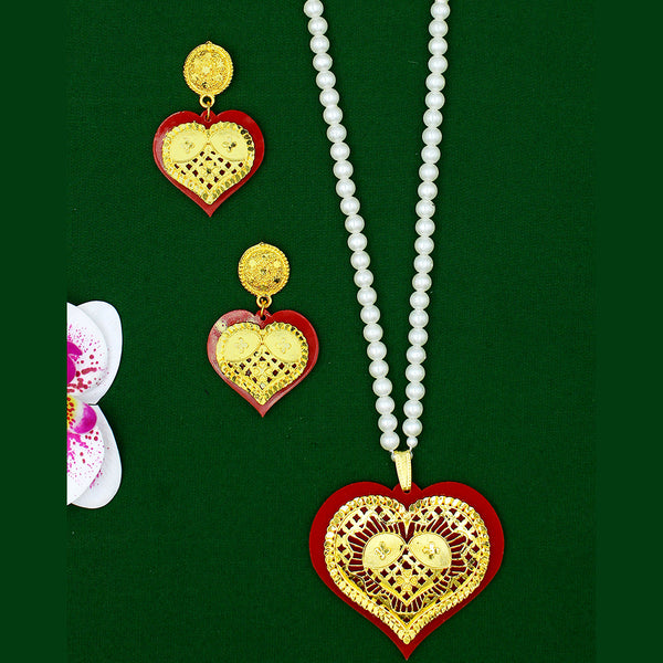 Mahavir Dye Gold Plated Heart Shape Pendent Set