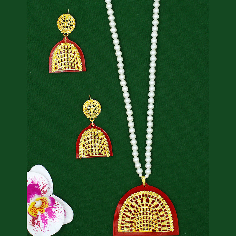 Mahavir Dye Gold Plated Pendent Set