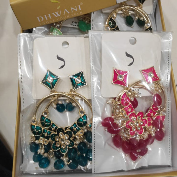 Dhwani Gold Plated Meenakari Dangler Earrings (Assorted Color)