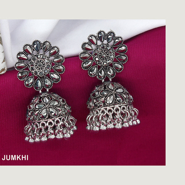 Mahavir Oxidised Plated Jhumki Earrings