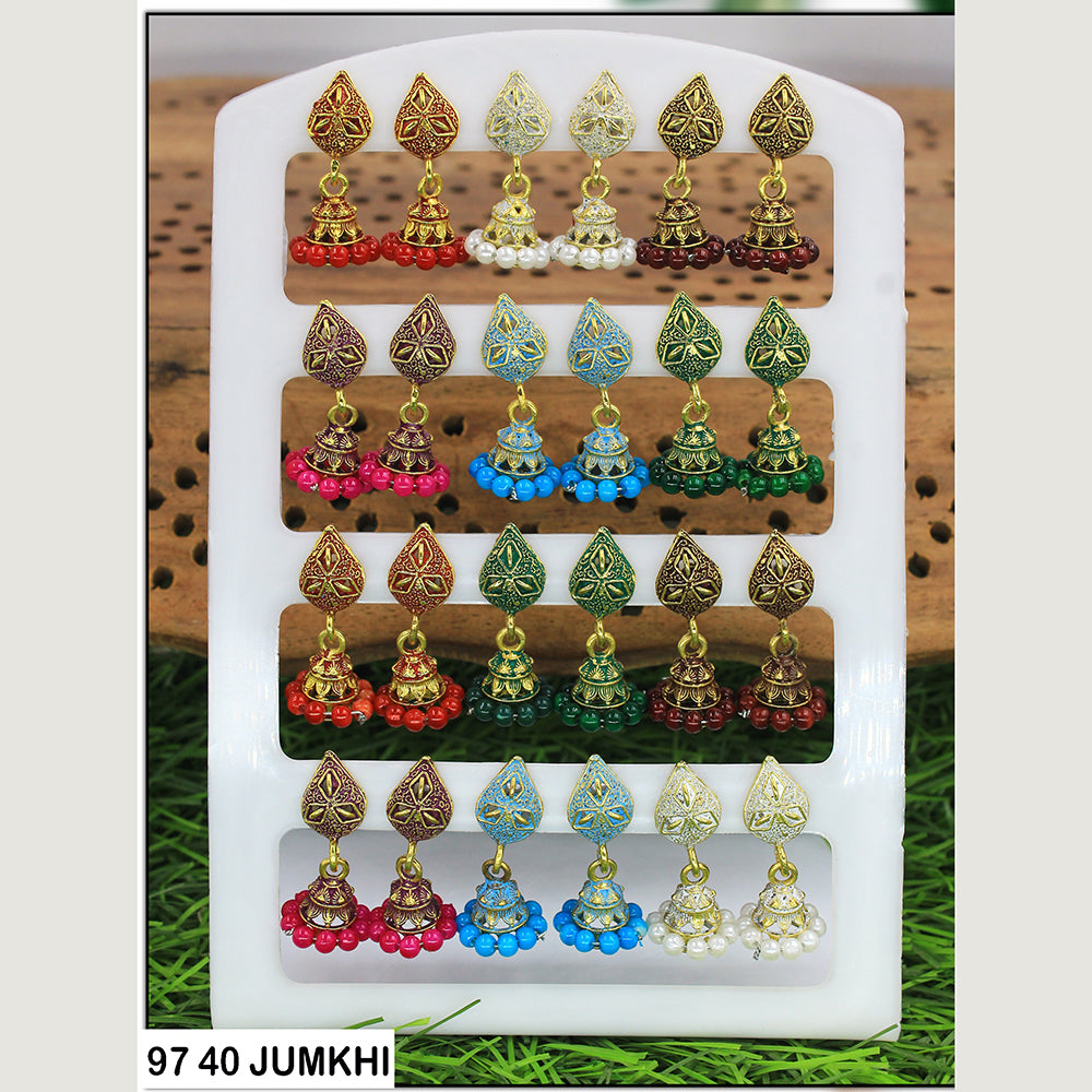 Mahavir Gold Plated Jhumki Earrings Combo