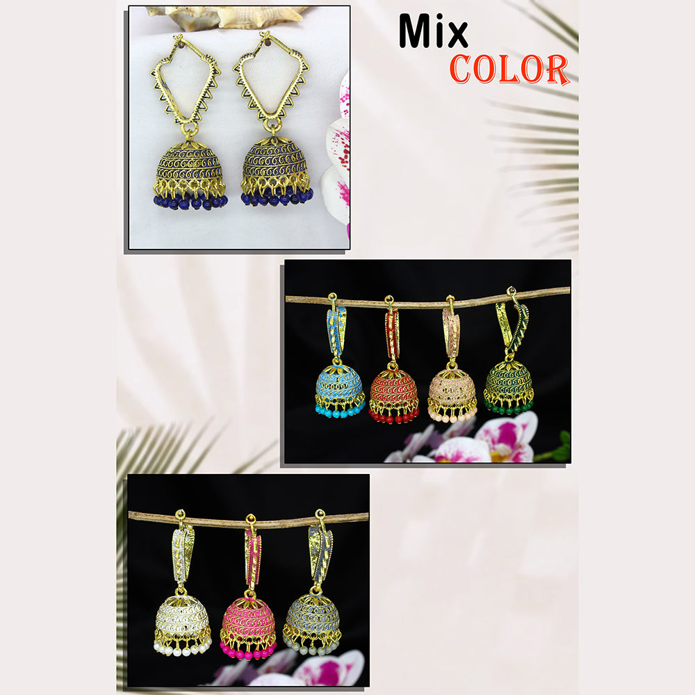 Mahavir Gold Plated Meenakari Jhumki Earrings