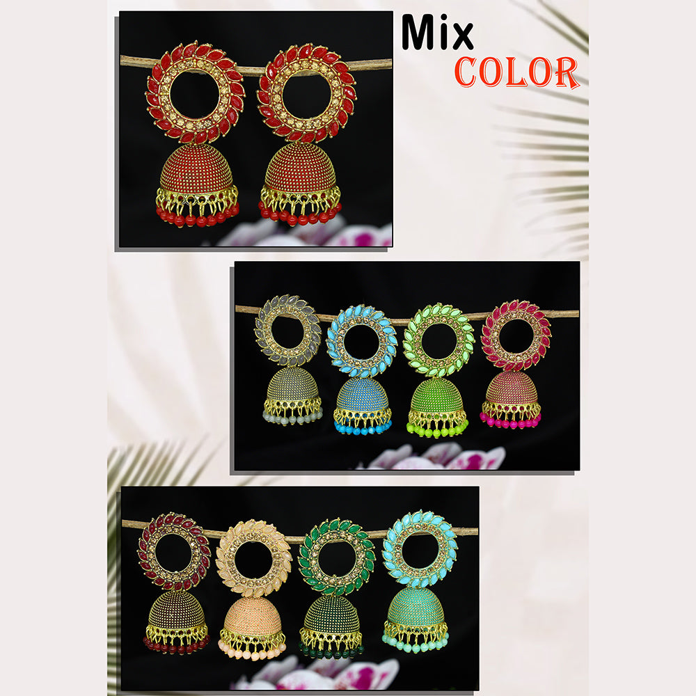 Mahavir Gold Plated Meenakari Jhumki Earrings