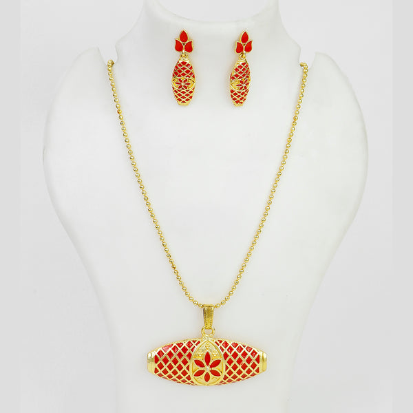 Mahavir Dye Gold Plated Meenakari Chain Pendent Set