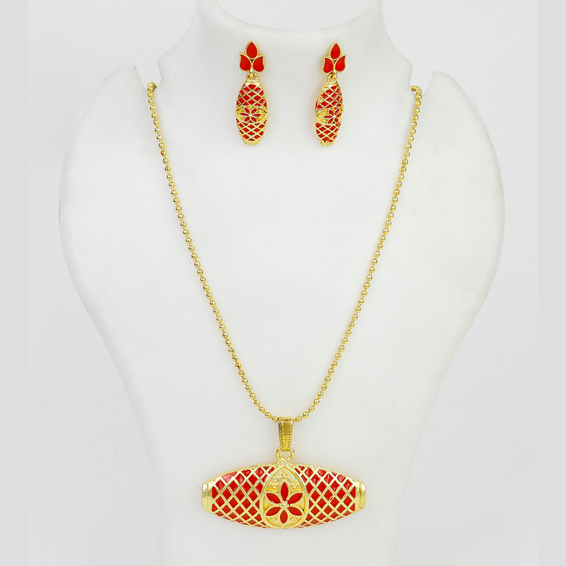 Mahavir Dye Gold Plated Meenakari Chain Pendent Set