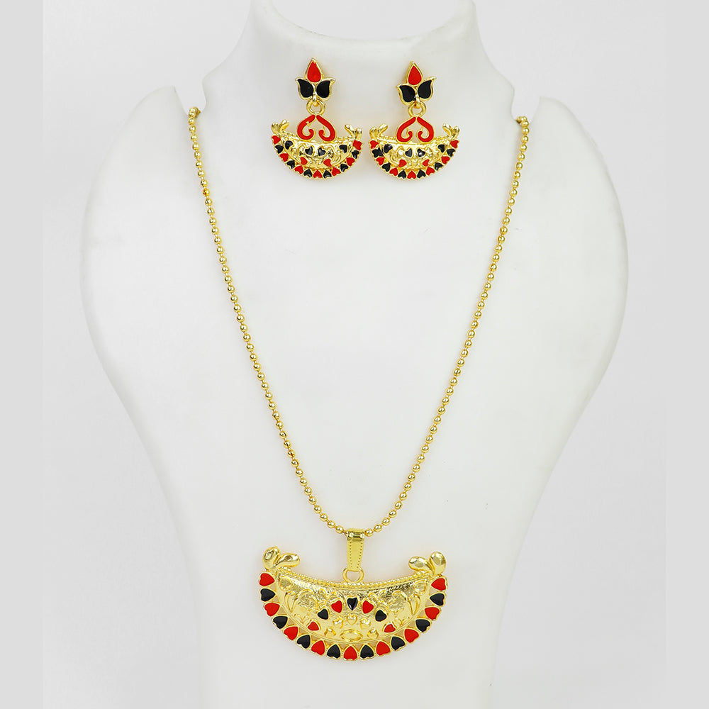 Mahavir Dye Gold Plated Meenakari Chain Pendent Set