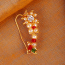 Saloni Fashion Jewellery Traditional Astonish Oval Shape Gold Plated Combo Set of 2 Maharashtrian Nosepin / Nath Without Piercing For Women and Girls