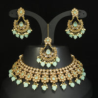 LALSO Stunning Mehendi Gold plated AD/Zircon Work Necklace Jewelry Set With Maangtika