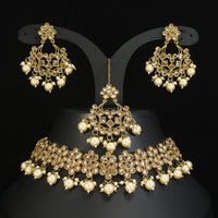LALSO Designer LCT Mehendi Gold plated AD/Zircon Work Necklace Jewelry Set With Maangtika