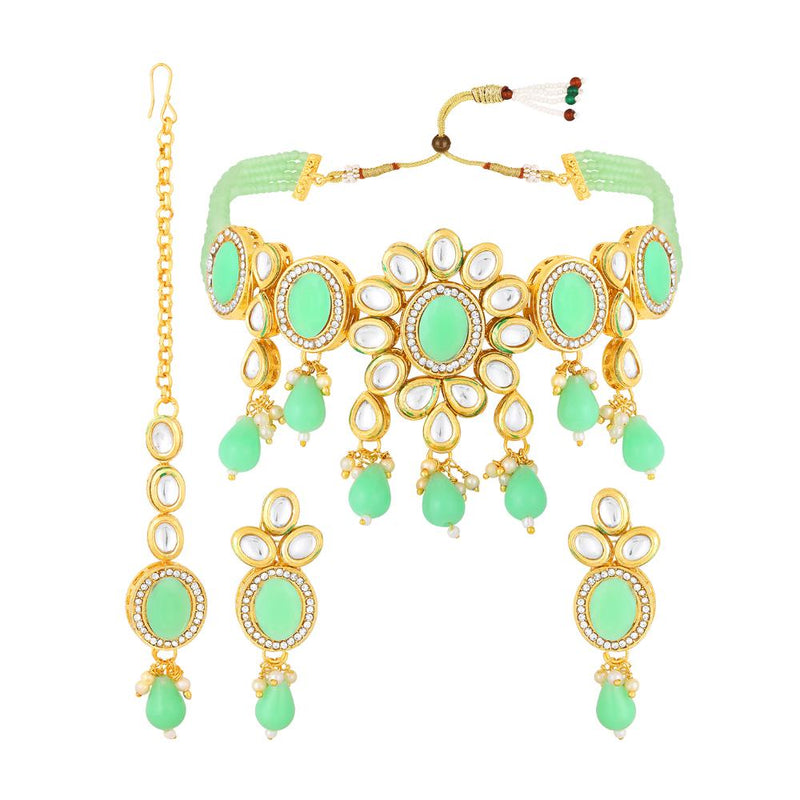 Asmitta Gold Plated Kundan Choker Necklace Set