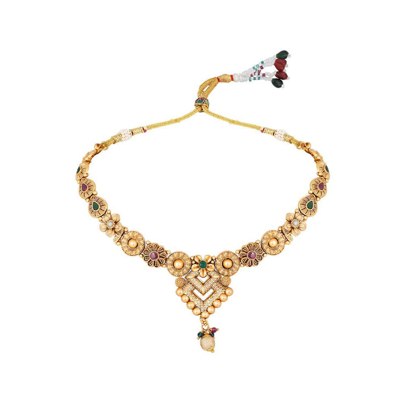 Asmitta Gold Plated Pota Stone Necklace Set