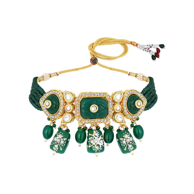 Asmitta Kundan And Beads Choker Necklace Set
