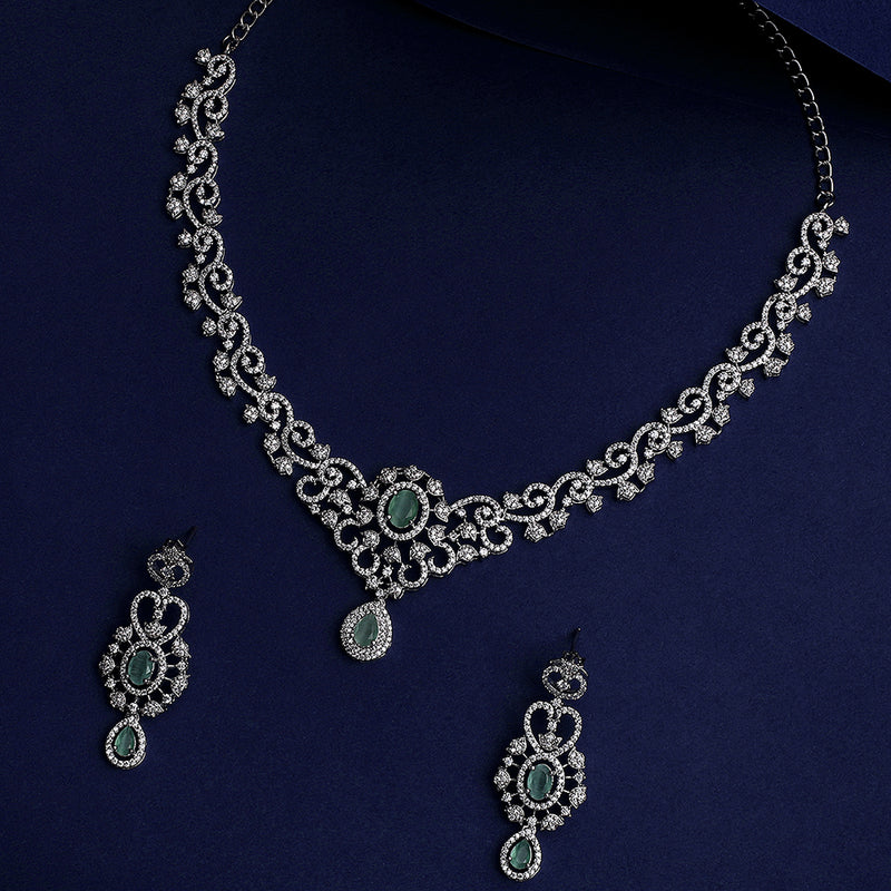 Asmitta Silver Plated AD Stone Necklace Set