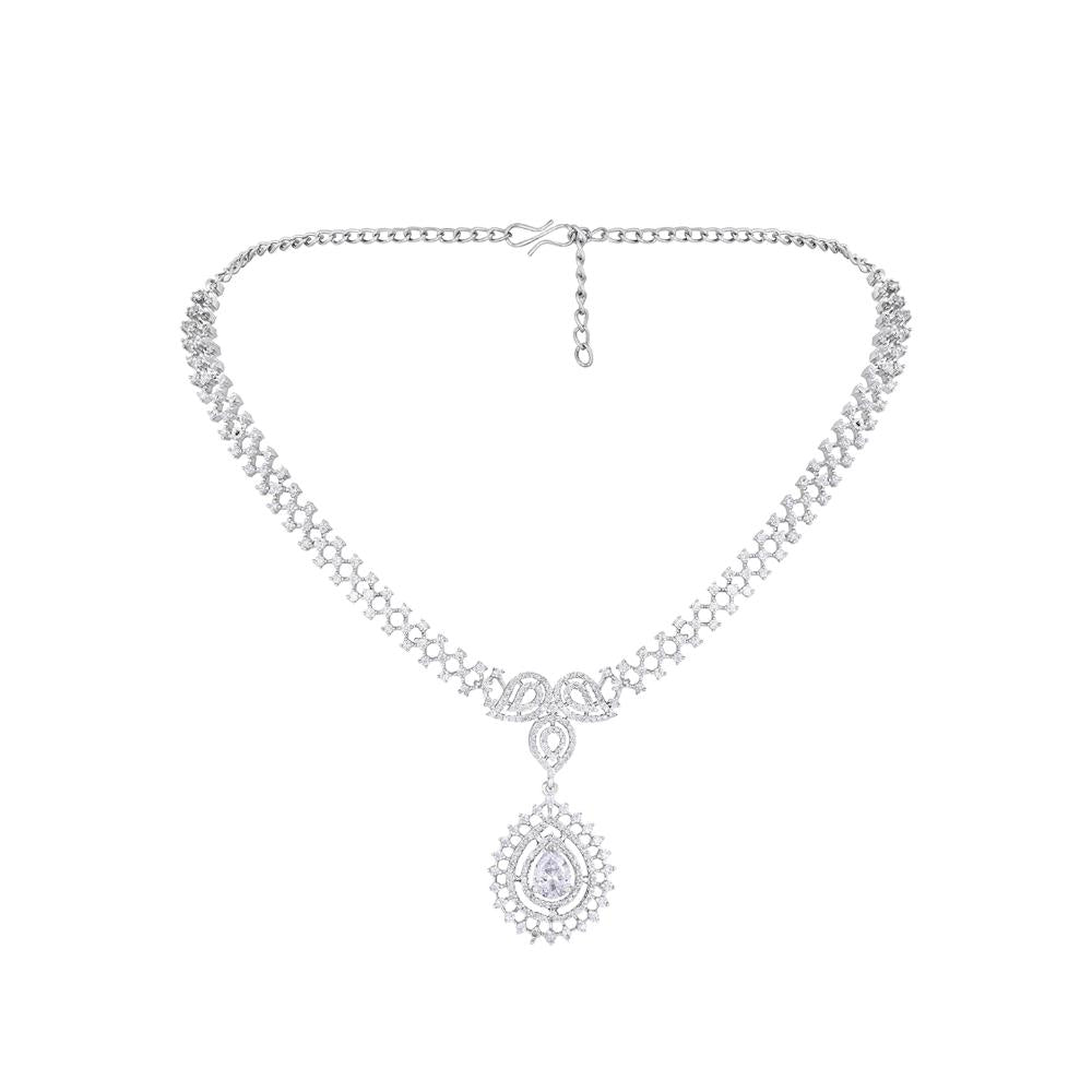 Asmitta Silver Plated AD Stone Necklace Set