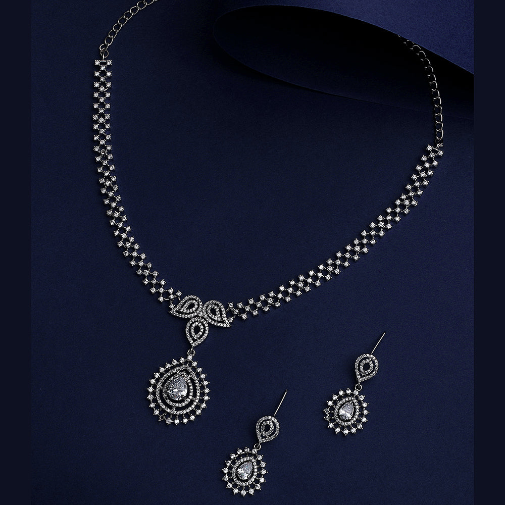 Asmitta Silver Plated AD Stone Necklace Set