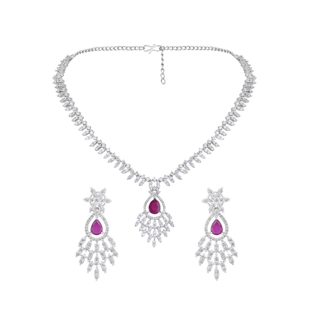 Asmitta Silver Plated AD Stone Necklace Set