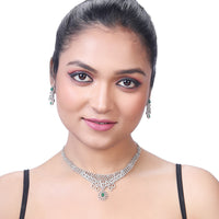 Asmitta Silver Plated AD Stone Necklace Set