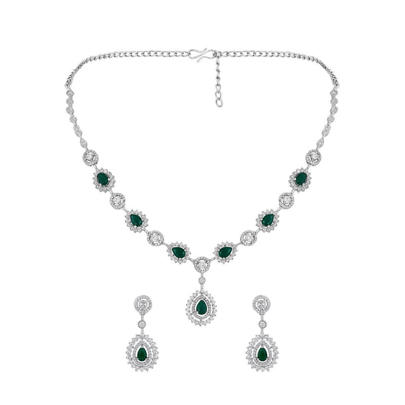 Asmitta Silver Plated AD Stone Necklace Set