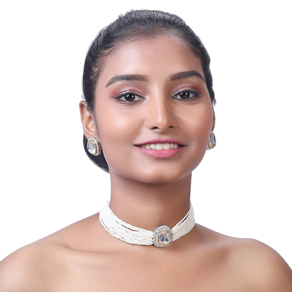 Asmitta Gold Plated Kundan Choker Necklace Set