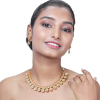 Asmitta Gold Plated Pota Stone Necklace Set