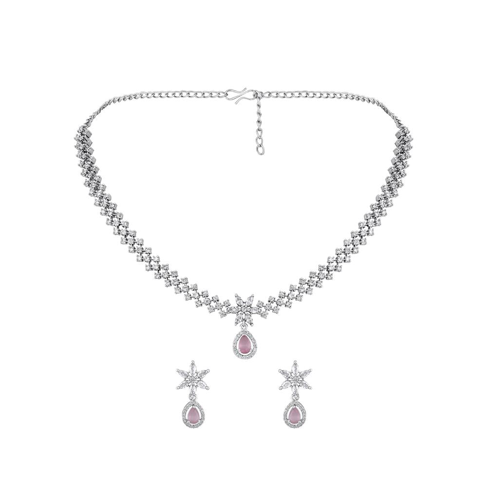 Asmitta Silver Plated AD Necklace Set