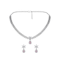 Asmitta Silver Plated AD Necklace Set