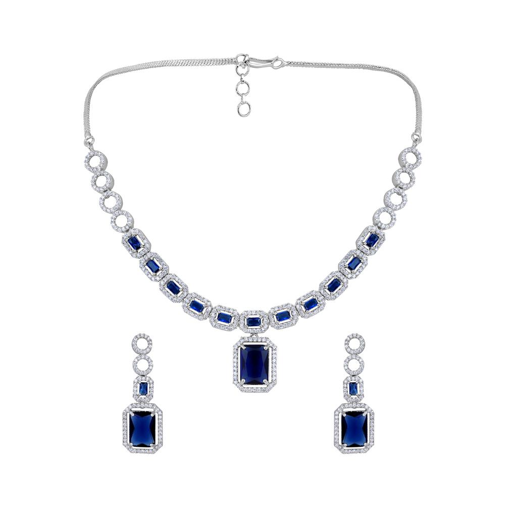 Asmitta Silver Plated AD Necklace Set