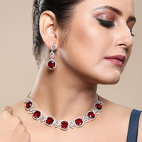 Asmitta Silver Plated AD Necklace Set