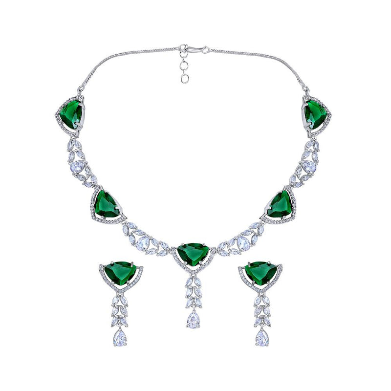Asmitta Silver Plated AD Necklace Set