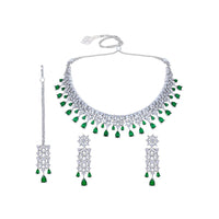 Asmitta Silver Plated AD Necklace Set