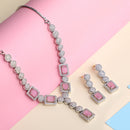 Asmitta Silver Plated AD Necklace Set