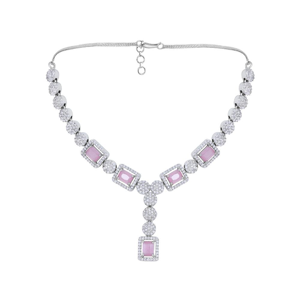 Asmitta Silver Plated AD Necklace Set