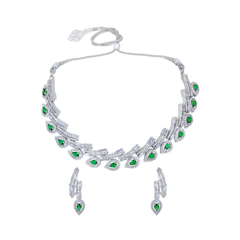 Asmitta Silver Plated AD Necklace Set