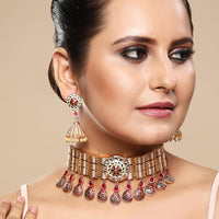 Asmitta Kundan And Meenakari Choker Necklace Set