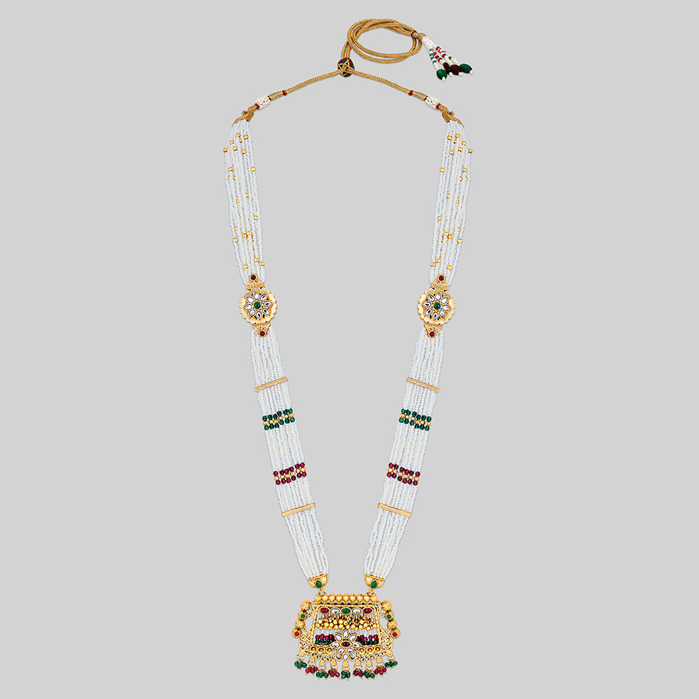 Asmitta Kundan And Pearl Long Necklace Set