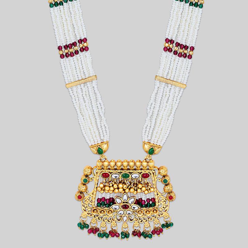 Asmitta Kundan And Pearl Long Necklace Set