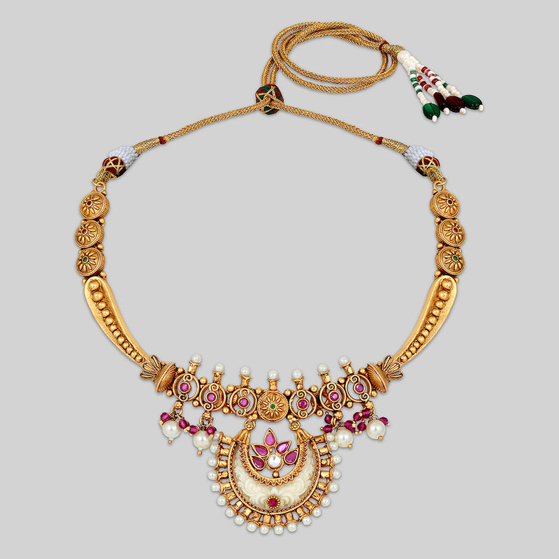 Asmitta Gold Plated Pota Stone Necklace Set