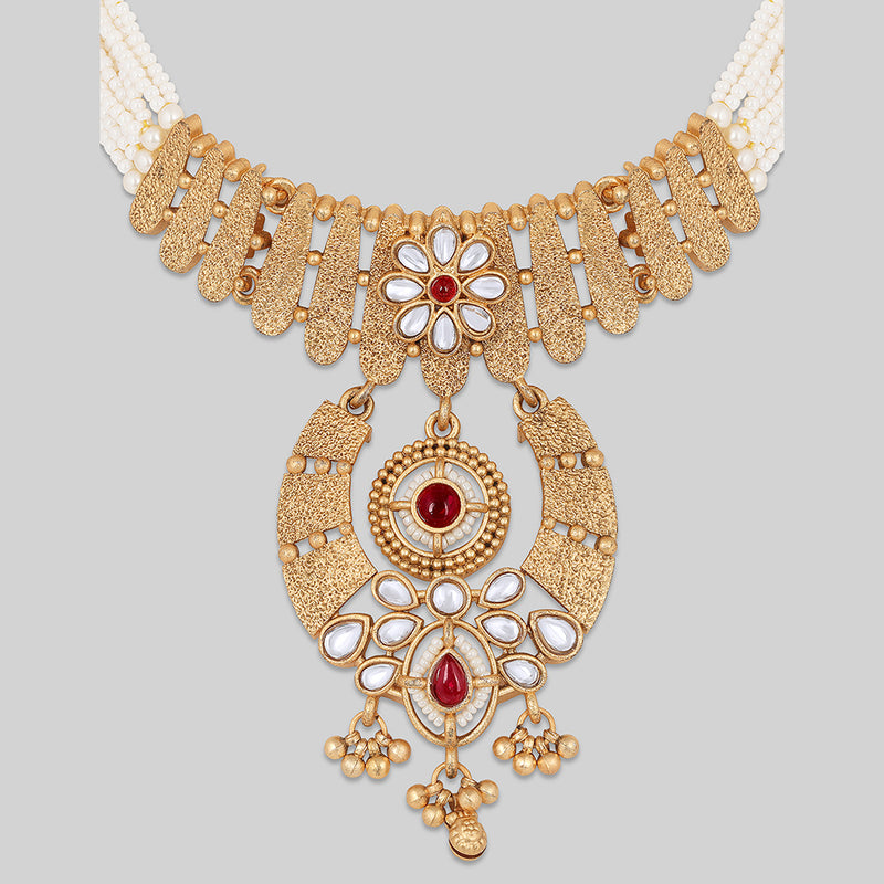 Asmitta Gold Plated  Kundan Necklace Set