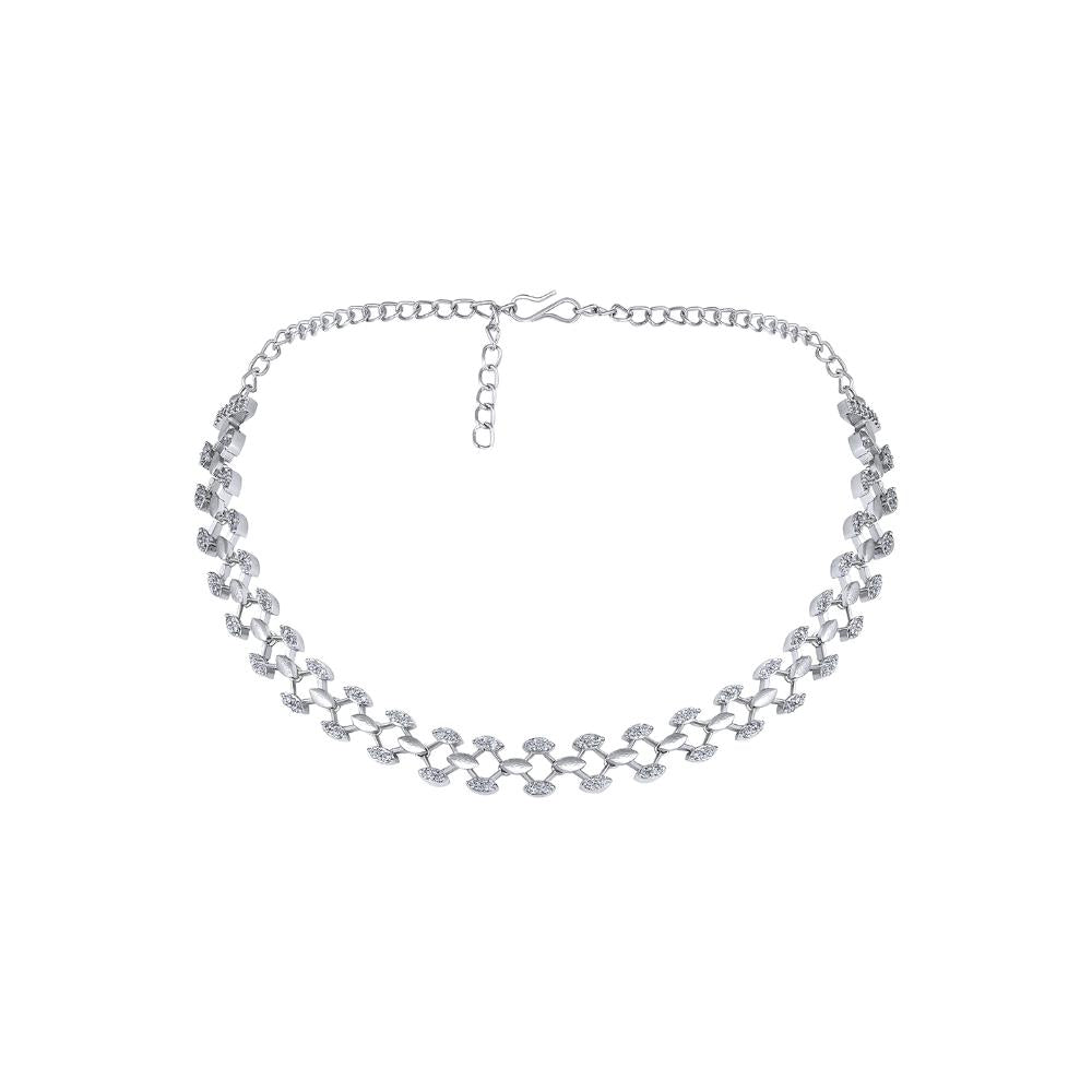 Asmitta Silver Plated AD Necklace Set