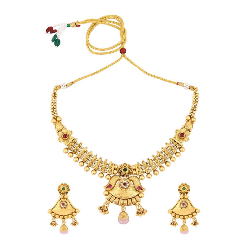 Asmitta Gold Plated Pota Stone Necklace Set